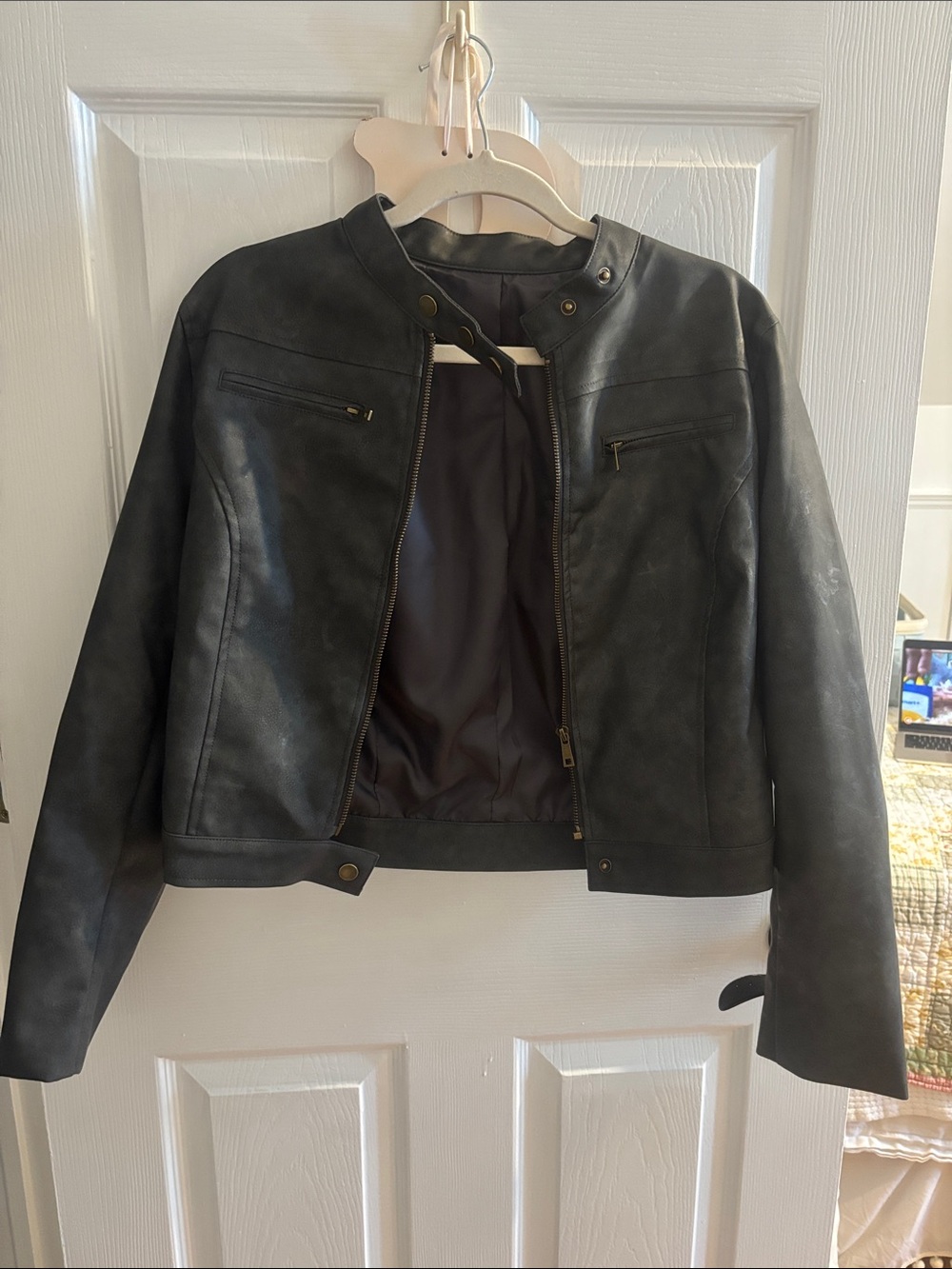 Classic Black Women's Faux Leather Jacket